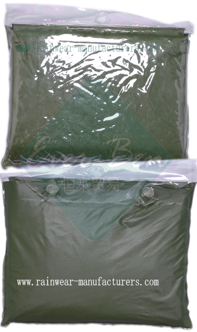Green PVC packable rain ponchos